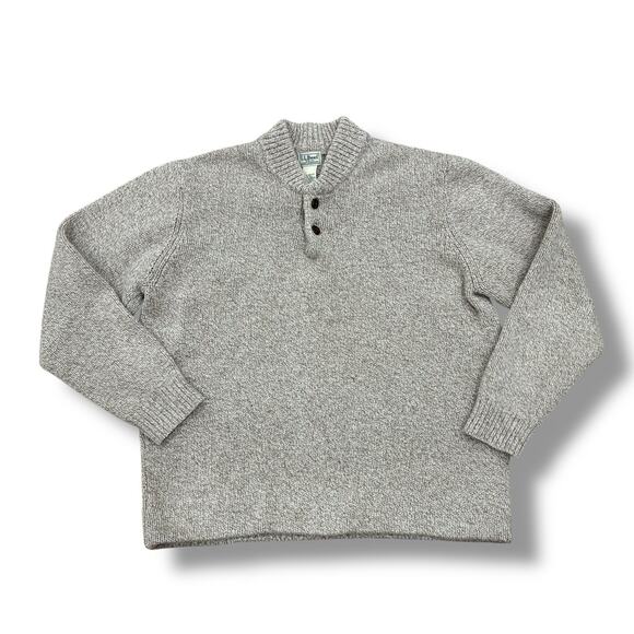 LL Bean Men’s Size XL Tall 100% Wool Chunky Knit Long Sleeve Fisherman Sweater - Picture 1 of 4